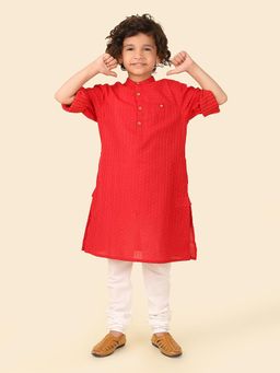 Fabindia - Red Woven Long Kurta