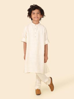 Fabindia - White Viscose Blend Woven Long Kurta