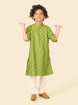 Fabindia - Green Viscose Silk Printed Long Kurta