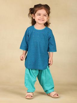 Fabindia - Blue Hand Block Printed Kurta with Salwar (Set of 2)