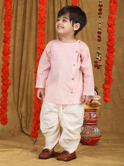 Polka Tots - Kids Printed Kurta with Dhoti- Pink (Set of 2)