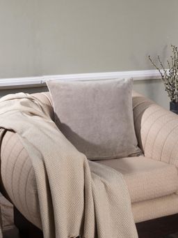 Maspar - Vintage Grandeur Solid Velvet Solid Cotton Neutral Medium Cushion Cover