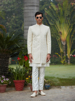 Bohame - Ahim - Chikankari Achkan Kurta (Set of 3)