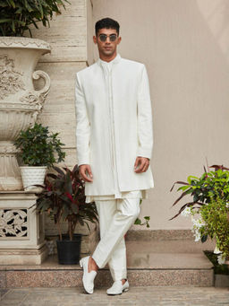 Bohame - Sahirah - Chikankari Open Kurta (Set of 3)