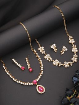 Aatmana - Set of 2 Gold Plated & CZ Stone Studded Jewellery Set