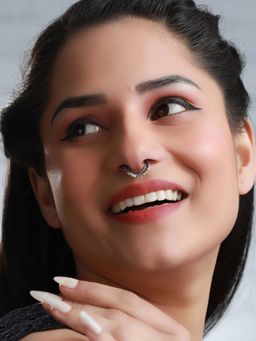 Priyaasi - Sheer By Oxidised Silver Vintage Floral Septum Nose Ring