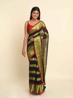 Suta - Black Stripes Cotton Blend Saree