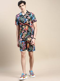 SHOWOFFFF - Men Shirt Collar Slim Fit Printed Multi-Color Co-Ord (Set of 2)