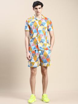 SHOWOFFFF - Men Shirt Collar Slim Fit Printed Multi-Color Co-Ord (Set of 2)