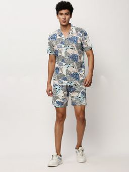 SHOWOFFFF - Men Shirt Collar Multi-Color Printed Co-Ord (Set of 2)