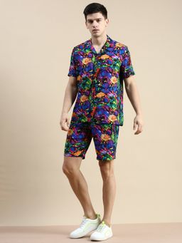 SHOWOFF - Men Short Sleeves Shirt Collar Multi-Color Printed Co-Ord (Set of 2)