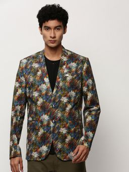 SHOWOFF - Men Notched Lapel Printed Multi-Color Single Breasted Blazer