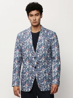 SHOWOFFFF - Men Notched Lapel Printed Multi-Color Single Breasted Blazer