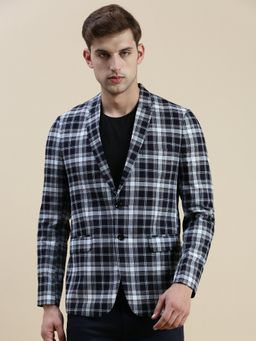 SHOWOFFFF - Men Notched Lapel Checked Multi-Color Single Breasted Blazer