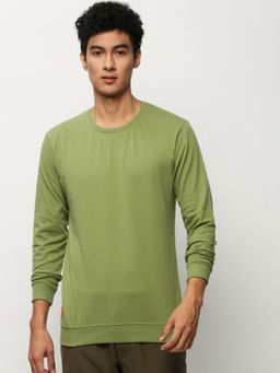 SHOWOFF - Men Round Neck Solid Green Sweatshirt