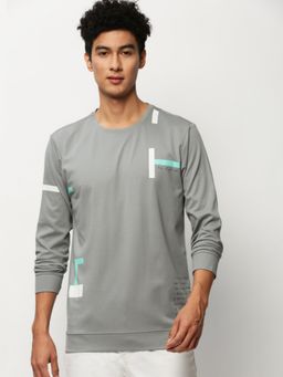 SHOWOFF - Men Round Neck Graphic Grey Sweatshirt