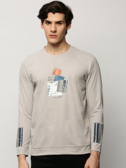 SHOWOFF - Men Round Neck Graphic Grey Sweatshirt
