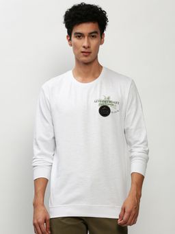 SHOWOFF - Men Round Neck Graphic White Sweatshirt