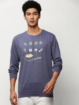 SHOWOFF - Men Round Neck Alphanumeric Purple Sweatshirt