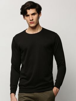 SHOWOFF - Men Round Neck Solid Black Sweatshirt