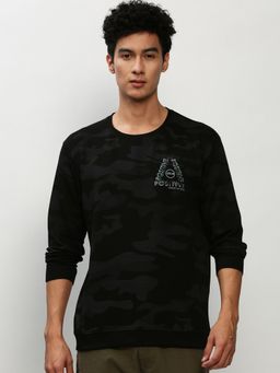 SHOWOFF - Men Round Neck Camouflage Black Sweatshirt