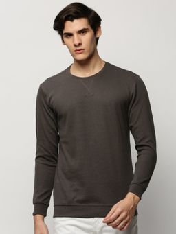 SHOWOFF - Men Round Neck Solid Grey Sweatshirt