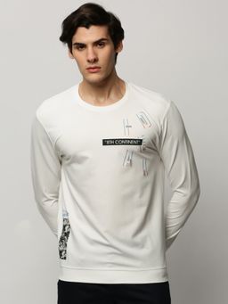 SHOWOFF - Men Round Neck Graphic White Sweatshirt