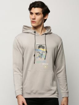 SHOWOFF - Men Hooded Graphic Grey Sweatshirt