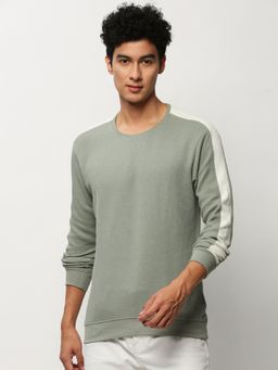 SHOWOFF - Men Round Neck Colorblock Sea Green Sweatshirt