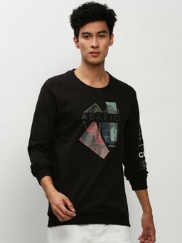 SHOWOFF - Men Round Neck Graphic Black Sweatshirt