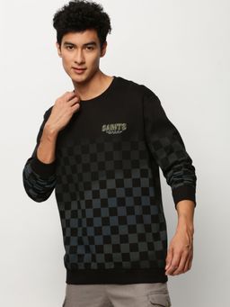 SHOWOFF - Men Round Neck Checks Black Sweatshirt