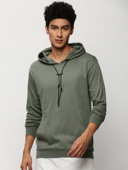 SHOWOFF - Men Hooded Solid Grey Sweatshirt