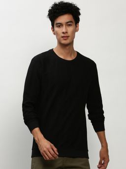 SHOWOFF - Men Round Neck Chevron Black Sweatshirt