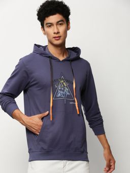 SHOWOFF - Men Hooded Graphic Purple Sweatshirt