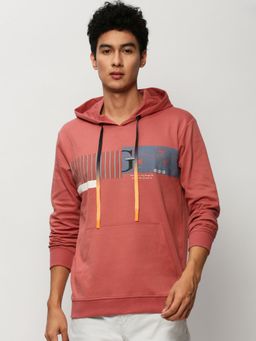 SHOWOFF - Men Hooded Graphic Peach Sweatshirt