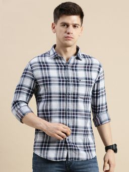 SHOWOFF - Men Long Sleeves Spread Collar Multi-Color Checked Slim Fit Shirt