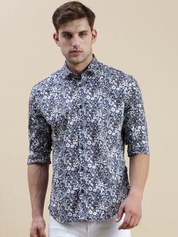 SHOWOFFFF - Men Long Sleeves Spread Collar Multi-Color Floral Printed Slim Fit Shirt