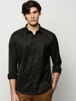 SHOWOFF - Men Long Sleeves Spread Collar Black Solid Premium Shirt