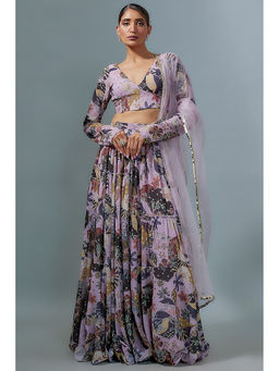 Vana Ethnics - Lilac Georgette Digital Printed Lehenga Choli with Dupatta