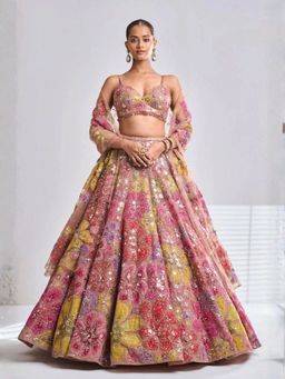 Odette - Multi-Color Georgette Embellished Semi Stitched Lehenga and Choli with Dupatta
