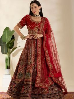 DESIGN ELEMENTS - Heavy Embroidered Silk Lehenga and Choli with Dupatta