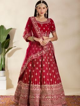DESIGN ELEMENTS - Heavy Embroidered Silk Lehenga and Choli with Dupatta