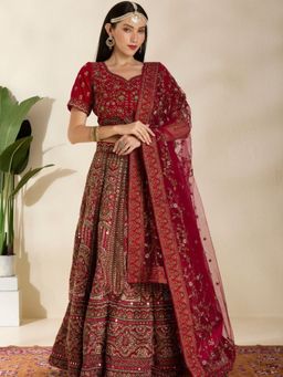 DESIGN ELEMENTS - Heavy Embroidered Silk Lehenga and Choli with Dupatta