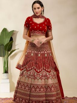 DESIGN ELEMENTS - Heavy Embroidered Silk Lehenga and Choli with Dupatta