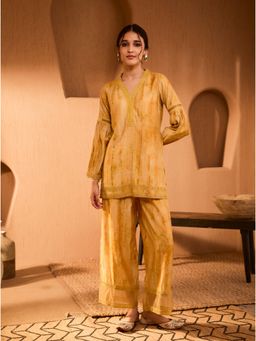 Bani Women - Modal Chanderi Three Fourth Sleeve Traditional Co-Ord (Set of 2)