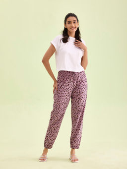 Go Colors - Womens Animal Printed Purple Pyjama