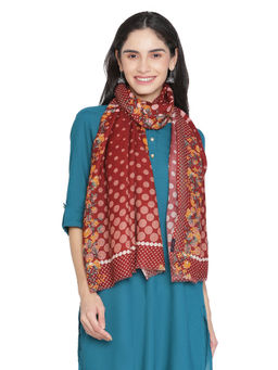 Shingora - Wool Maroon Polka Printed Stole
