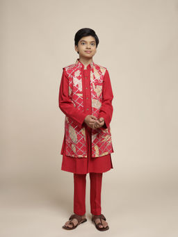 Mulyo Kids - Alam Sherwani with Front-Open Jacket & Pant (Set of 3)