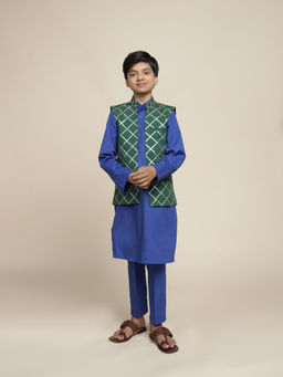 Mulyo Kids - Eri Short Jacket with Kurta & Pant (Set of 3)