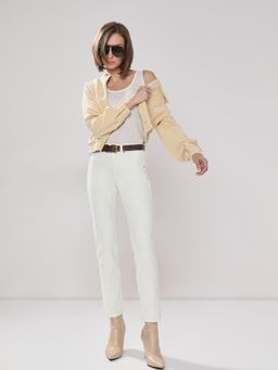 VERO MODA - White Mid Rise Straight Fit Jeans